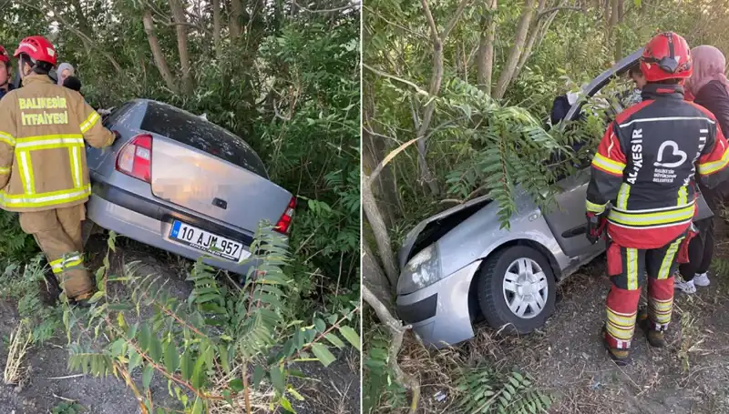 Balıkesir'de Otomobil Kazası: Şarampole Yuvarlanan Araçta İki Yaralı